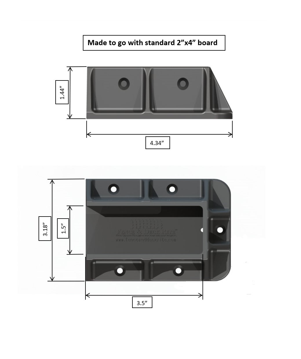 Supports robustes pour garde-corps FENCE & DECK RITE, compatibles avec les garde-corps standard 2 x 4 (dimensions réelles : 1 ½ po x 3 ½ po). Polypropylène noir renforcé. (8 supports robustes pour garde-corps)