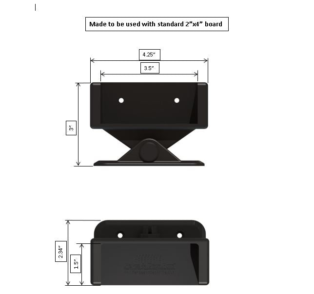 FENCE & DECK RITE Adjustable Fence Brackets, fits Standard 2x4 railings (Actual 1 ½” x 3 ½”) Adjustable up to 35 Degrees. Reinforced Black Polypropylene. 4 Pack