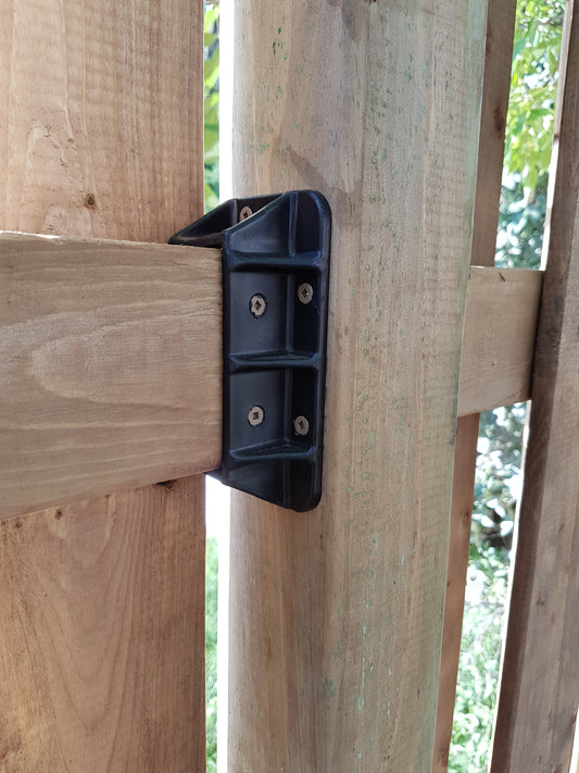 Supports de clôture FENCE & DECK RITE, compatibles avec les balustrades standard 2X4 (dimensions réelles 1 ½ po x 3 ½ po) en polypropylène noir renforcé. 8 pièces
