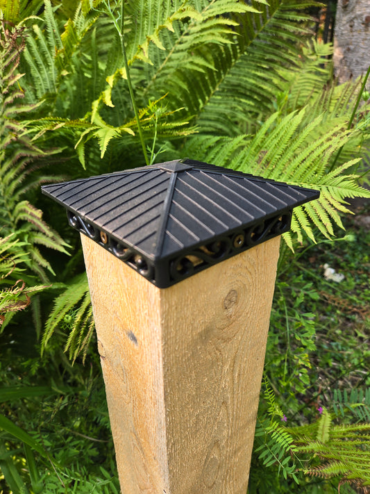 FENCE & DECK RITE Unique Design Post caps, fits True 4” x 4” Posts (Actual 4” x 4”) Perfect Finishing Touch to Your Fences and Decks. (True 4" X 4" - Pack of 3)